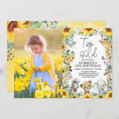 Sunflower Oerwoud Safari Twee Wild Birthday Foto Kaart (Voorkant / Achterkant)