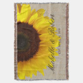 Sunflower on Burlap Rustic Country Wedding Custom Deken (Voorkant Verticaal)