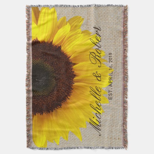 Sunflower on Burlap Rustic Country Wedding Custom Deken (Voorkant Verticaal)