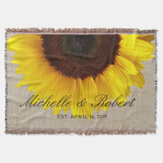Sunflower on Burlap Rustic Country Wedding Custom Deken (Voorkant)