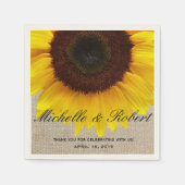 Sunflower on Burlap Rustic Country Wedding Custom Servetten (Voorkant)