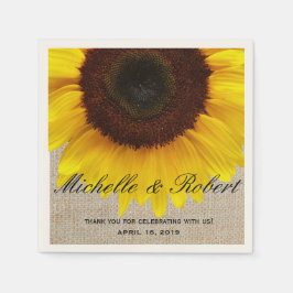 Sunflower on Burlap Rustic Country Wedding Custom Servetten