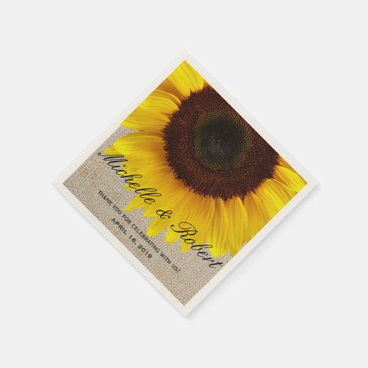 Sunflower on Burlap Rustic Country Wedding Custom Servetten (Hoek)