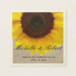 Sunflower on Burlap Rustic Country Wedding Custom Servetten