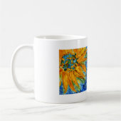 Sunflower on Burst of Blue background Label Koffiemok (Links)