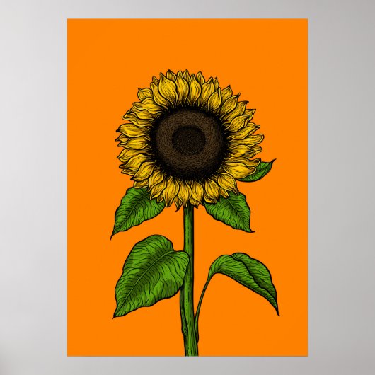 Sunflower on orange poster (Voorkant)