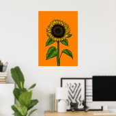 Sunflower on orange poster (Thuiskantoor)
