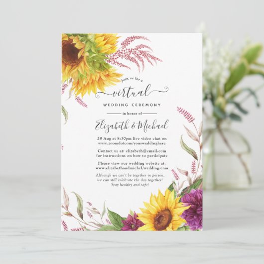 Sunflower Online virtuele bruiloft Kaart (Staand voorkant)