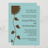 Sunflower op Blue Wedding Invitation Kaart (Voorkant / Achterkant)