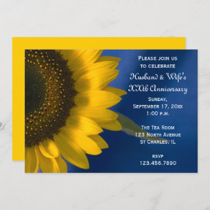 Sunflower op Blue Wedding Jubileum Party Kaart