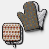  Sunflower Oven Mitt and Pot Holders Ovenwant & Pannenlap Set (Voorkant / Achterkant)