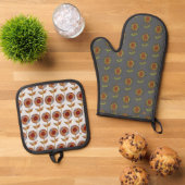  Sunflower Oven Mitt and Pot Holders Ovenwant & Pannenlap Set (Top down)