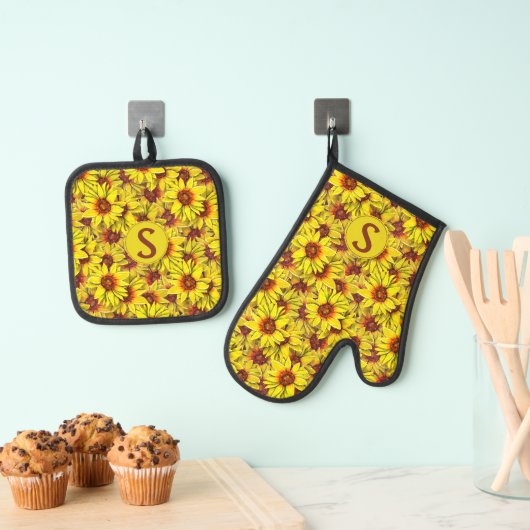 Sunflower Ovenwant & Pannenlap Set (Insitu(Ophanging))