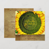 Sunflower Parchment Square Weddenschap Kaart (Voorkant / Achterkant)