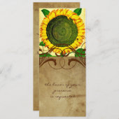 Sunflower Parchment Tall Wedding Invitation Kaart (Voorkant / Achterkant)