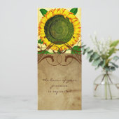 Sunflower Parchment Tall Wedding Invitation Kaart (Staand voorkant)