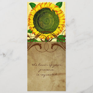 Sunflower Parchment Tall Wedding Invitation Kaart