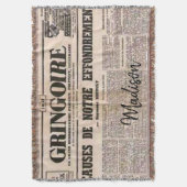 Sunflower Paris Frankrijk News Throw Blanket Deken (Voorkant Verticaal)