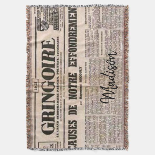 Sunflower Paris Frankrijk News Throw Blanket Deken (Voorkant Verticaal)