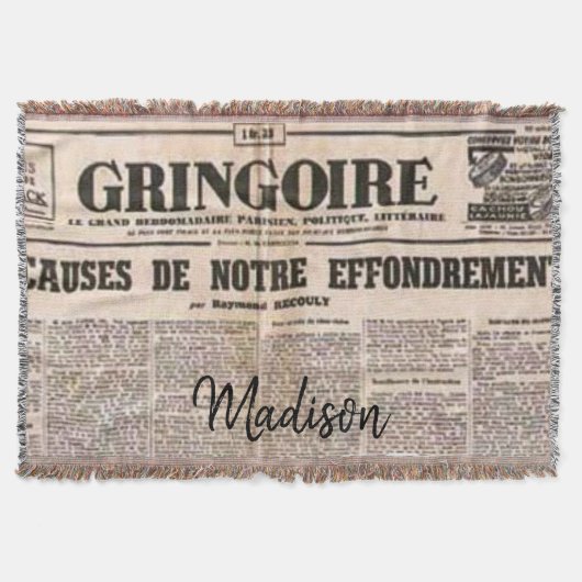 Sunflower Paris Frankrijk News Throw Blanket Deken (Voorkant)