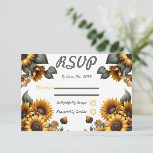 Sunflower Patch RSVP Response Kaart (Staand voorkant)