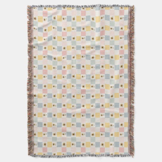 Sunflower Patchwork Decorative Blanket - Farmhouse Deken (Voorkant Verticaal)