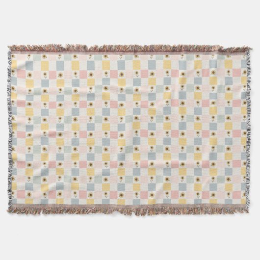 Sunflower Patchwork Decorative Blanket - Farmhouse Deken (Voorkant)