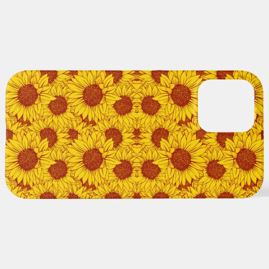 Sunflower Pattern – Bright Yellow Floral Aesthetic iPhone Hoesje (Achterkant horizontaal)
