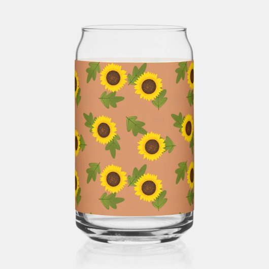 Sunflower Pattern Design – Cute Floral Aesthetic Blikvorm Glas (Achterkant)