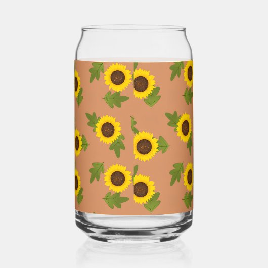 Sunflower Pattern Design – Cute Floral Aesthetic Blikvorm Glas (Rechts)