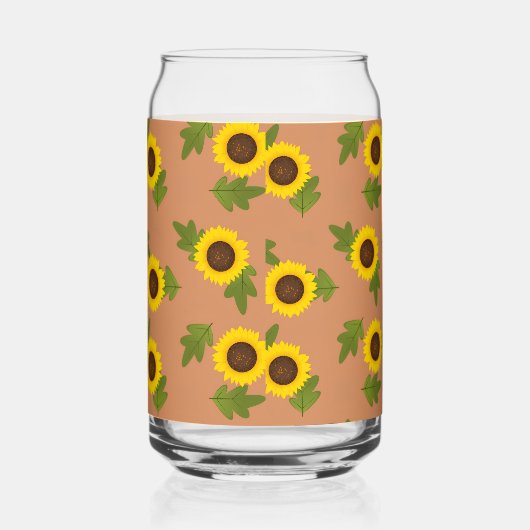 Sunflower Pattern Design – Cute Floral Aesthetic Blikvorm Glas (Links)