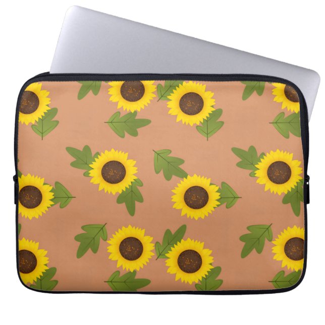 Sunflower Pattern Design – Cute Floral Aesthetic Laptop Sleeve (Voorkant)