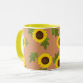 Sunflower Pattern Design – Cute Floral Aesthetic Mok (Voorkant links)