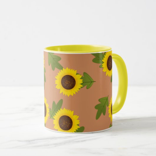 Sunflower Pattern Design – Cute Floral Aesthetic Mok (Voorkant rechts)