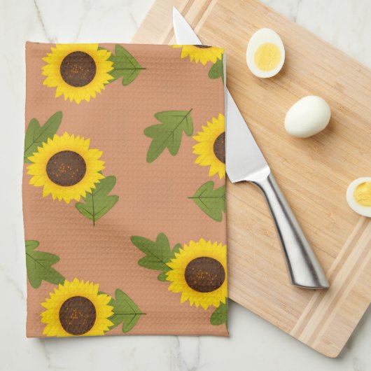 Sunflower Pattern Design – Cute Floral Aesthetic Theedoek (Quarter Fold)