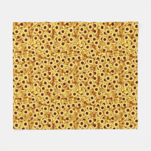 Sunflower Pattern, Gold, Yellow and Brown Fleece Deken (Voorkant (Horizontaal))
