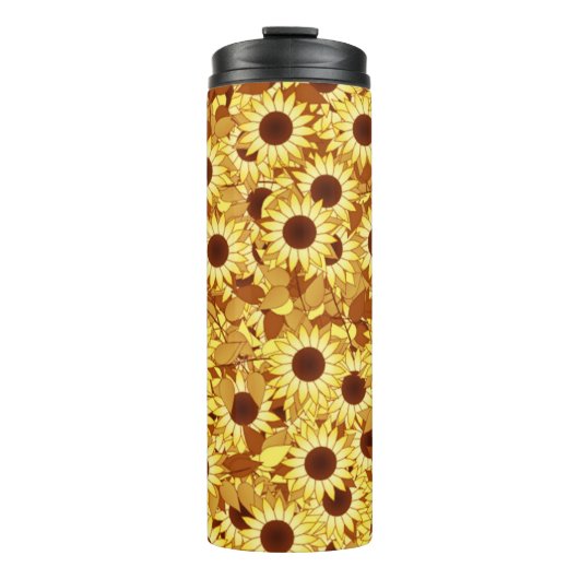 Sunflower Pattern, Gold, Yellow and Brown Thermosbeker (Voorkant)