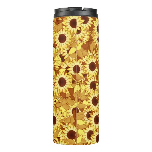 Sunflower Pattern, Gold, Yellow and Brown Thermosbeker (Achterkant)