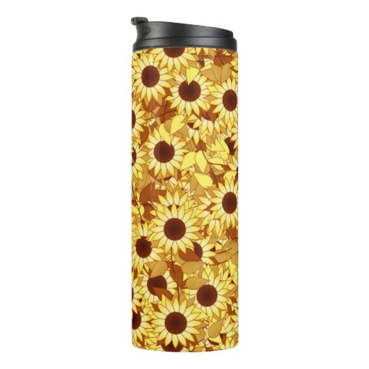 Sunflower Pattern, Gold, Yellow and Brown Thermosbeker (Geroteerd rechts)