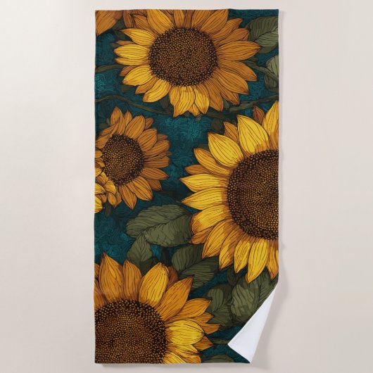 Sunflower Pattern – Summer Floral Strandlaken (Voorkant)