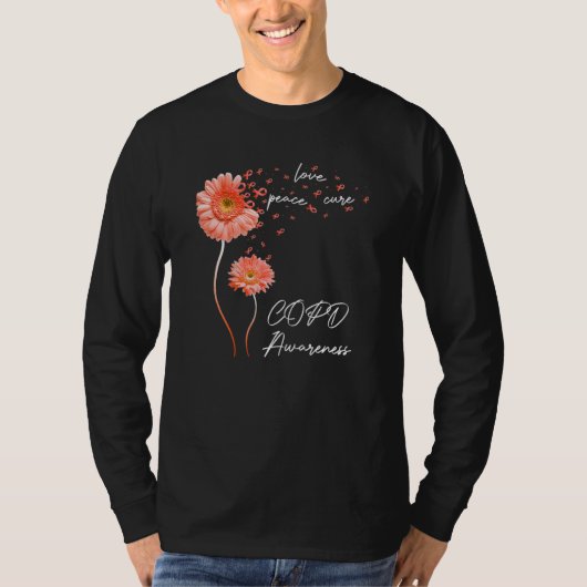 Sunflower Peace Love Cure Orange Ribbon COPD Aware T-shirt (Voorkant)