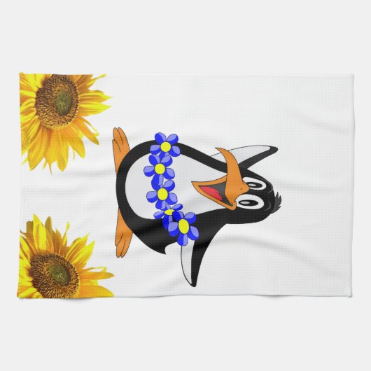Sunflower Penguin Kitchen Towel Theedoek (Horizontaal)