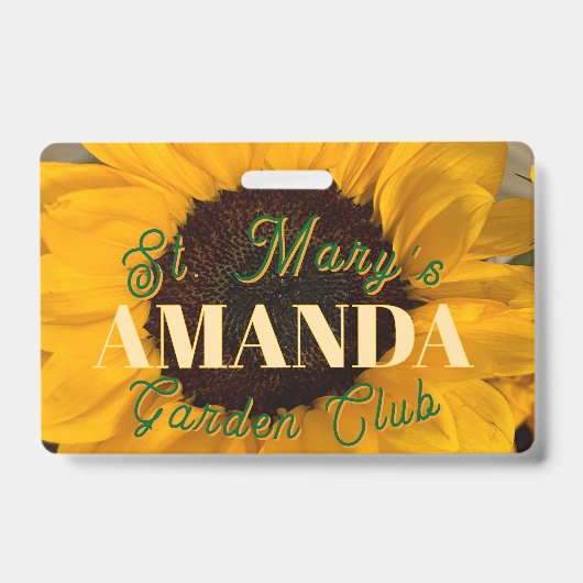 Sunflower Personalized Garden Club Badge (Voorkant)