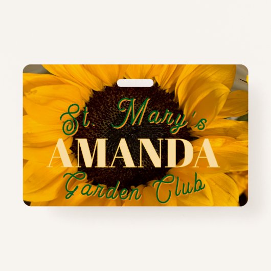 Sunflower Personalized Garden Club Badge (Voorkant)
