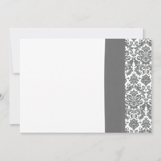 Sunflower Pewter Gray Damask Vrijgezellenfeest Inv Kaart (Achterkant)
