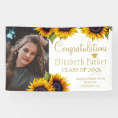 Sunflower PHOTO gold afstuderen felicitaties Spandoek (Horizontaal)