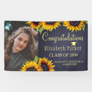 Sunflower PHOTO gold afstuderen felicitaties Spandoek