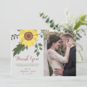 Sunflower Photo Wedding Bedankkaart (Staand voorkant)