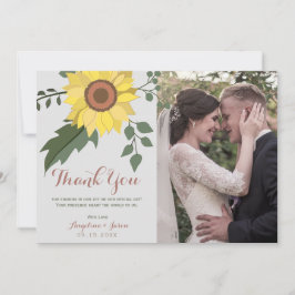 Sunflower Photo Wedding Bedankkaart