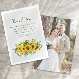 Sunflower Photo Wedding Bedankkaart